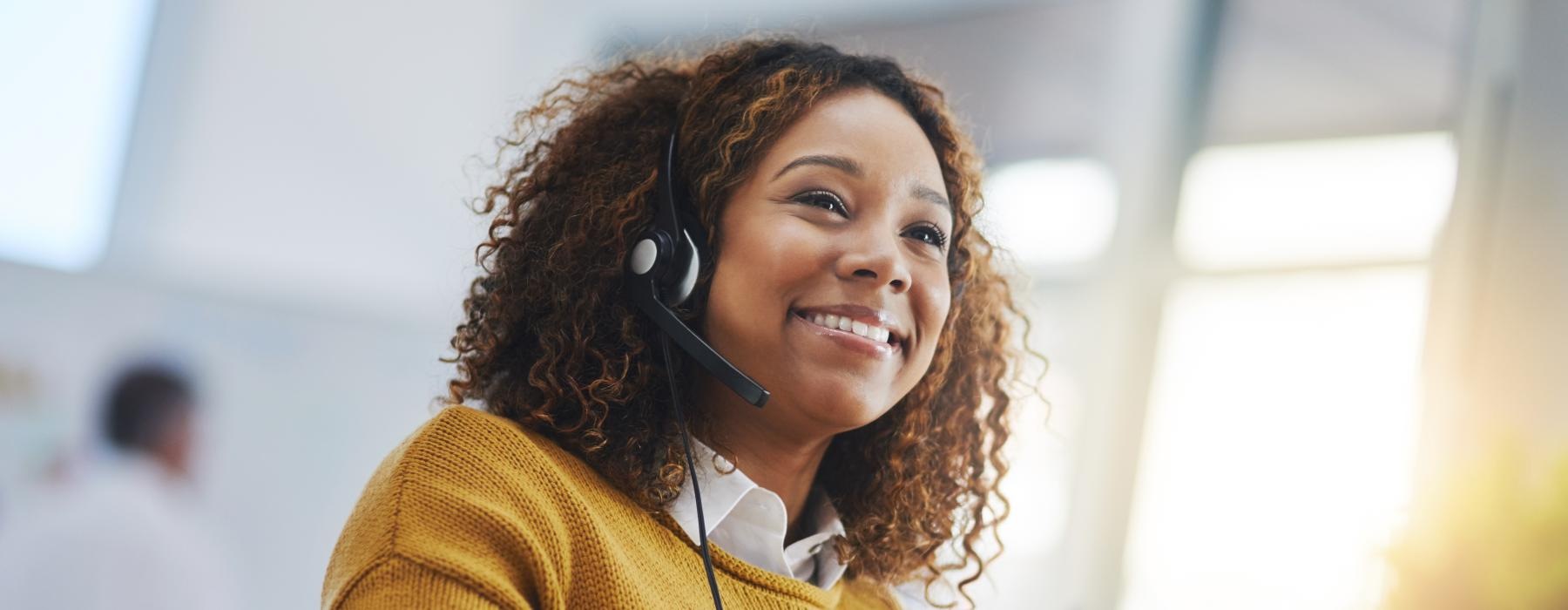 a woman wearing a headset